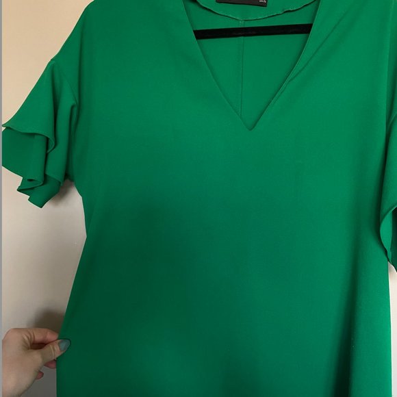 Green Zara Ruffle Sleeve Slip Dress - Picture 4 of 4